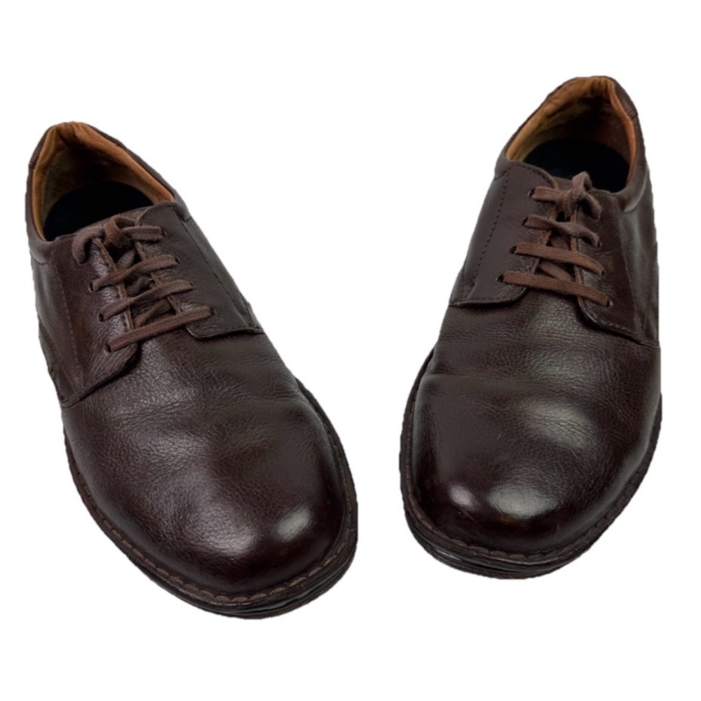 Paul Stuart Stonington Tie Men's 10 Brown Pebble Grain Leather Derby Shoes READ